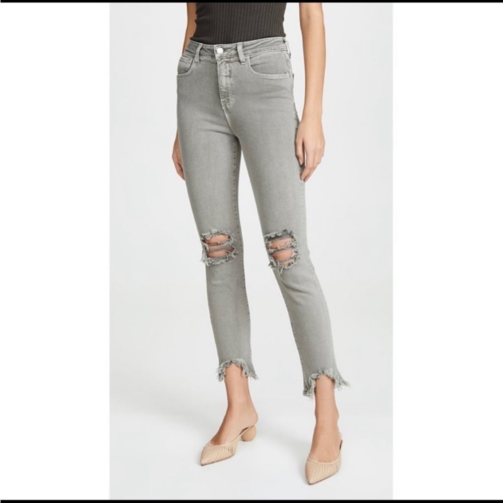 L'agence Highline High Rise Skinny Jeans Ankle Distressed Hem Grunge 25 NWOT